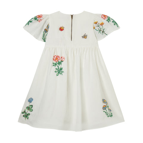 Kleid mit Blumenstickerei in Weiß