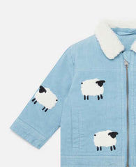 Baby Kordjacke mit Schaf-Motiven in Hellblau