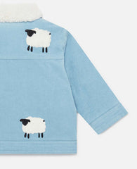 Baby Kordjacke mit Schaf-Motiven in Hellblau